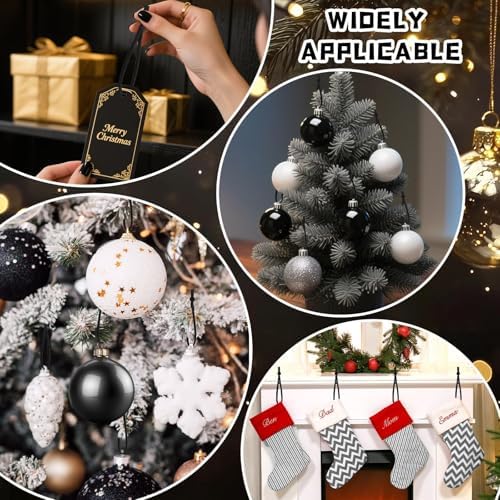 JUNEBRUSHS 150Pcs Black Ornament String for Christmas Tree, Adjustable Ribbon Hangers Christmas Ties String Ribbon Loops for Ornament Hanging Tree Decorations - Image 7