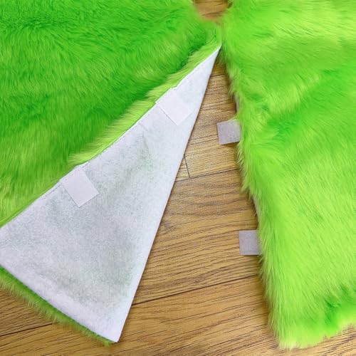 Christmas Tree Skirt Green Plush 24 inch Xmas Tree Skirt Faux Fur Thick for Family Party Christmas Tree Decoration - Image 4