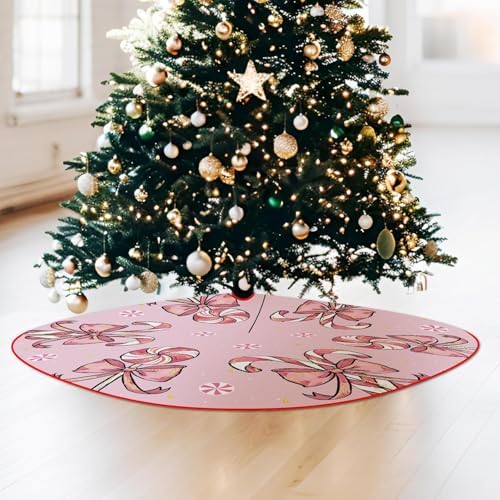 Christmas Tree Skirt Pink Tree Skirts Candy Cane Decorations Xmas Tree Skirt Tree Mat 15 Inch Winter Christmas Decor for Home - Image 5