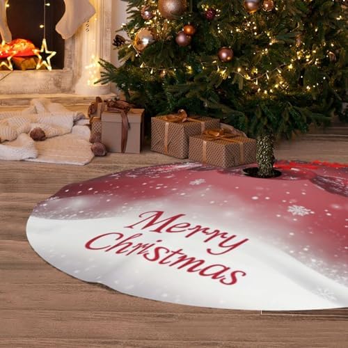 Christmas Tree Skirt Christmas Red Ball Pattern Snowflake Soft Polyester Holiday Tree Base Cover, Decorative Xmas Tree Mat 48 Inch for Home, School, Office - Image 5