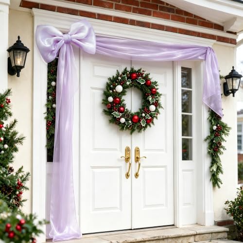 Big Satin Bow Coquette Room Decor, 16x79 Inch Large Christmas Bows for Birthday Decorations, Christmas Tree Topper, Girl Room Decor, Bachelorette, Wedding, Baby Shower, Front Door, Wreath (Purple) - Image 7