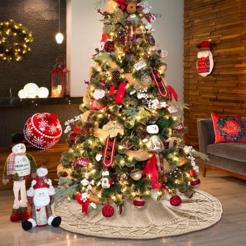 YUJUN 48 in Beige Christmas Knitted Tree Skirt for Xmas Home Decoration - Image 6