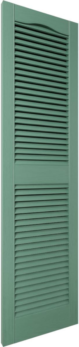 Ekena Millwork Lifetime Vinyl LL1S12X05200FG Standard Cathedral Top Center Mullion, Open Louver Vinyl Shutters, w/Installation Shutter-Lok's & Matching Screws (Per Pair), 12"W x 52"H, Forest Green