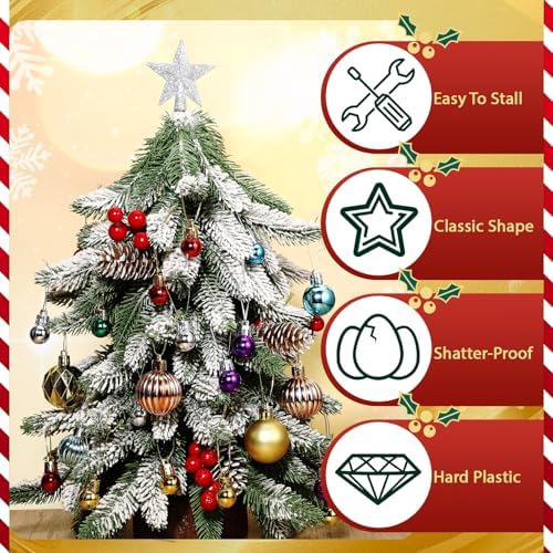 Hanaive 3 Pcs Mini Christmas Tree Topper Small Star Christmas Treetop Ornaments for Mini Tree Holiday Decorative Star for Xmas Home Decor(2.36 Inch,Glitter Silver) - Image 3