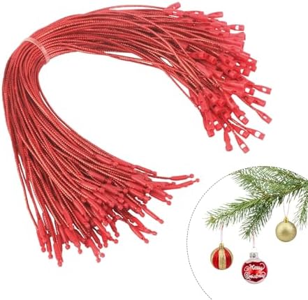 Christmas Ornament Hangers String, 100 Pcs PreCut Ornament Hook for Christmas Trees, Ornament String Red, Safe Ornament Ribbon Hangers for Xmas Holiday Party Hanging Decorations with Snap Fastener by STPIYFZU