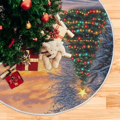 Truck Christmas Tree Winter Snow Christmas Tree Skirt Small Xmas Tree Skirts Decorations 36 in Burlap Tree Mat Cover for 4 ft Trees Holiday Party - Image 5