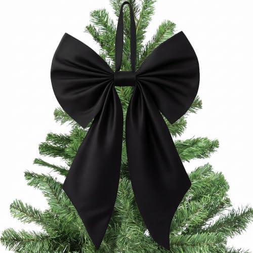 Janinka Black Christmas Tree Topper Bow 22" Big,Polyester by Janinka