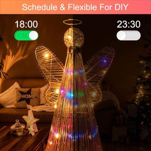 12" Smart Christmas Tree Star, Angel Tree Topper Star, 80 Lighting Modes, Multicolor Flash/Solid, App & Remote Control, Music Sync, DIY Colors, USB Powered for Xmas Holiday Decor - Image 5