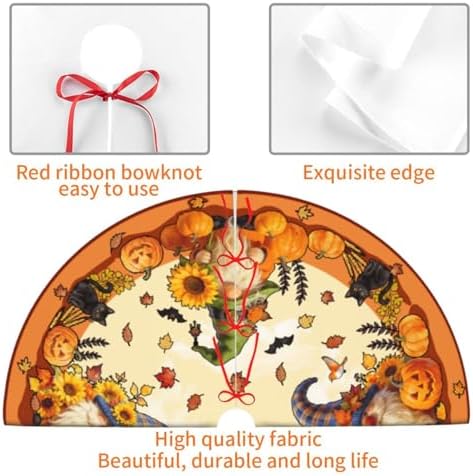 Fall Tree Skirt 30" Pumpkin Tree Topper Halloween Tree Mat Christmas Skirt - Image 7