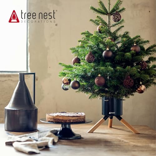 Tree Nest Christmas Tree Stand Base for 3ft 4ft 5ft Modern Tabletop Christmas Small Tree Mini Christmas Tree Holder for Xmas Tree Decoration (Cosmopolitan,Black) - Image 6