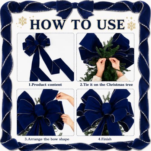 Norme 1 Pcs Dark Blue Extra Large Christmas Tree Topper Bow Decor - Image 5