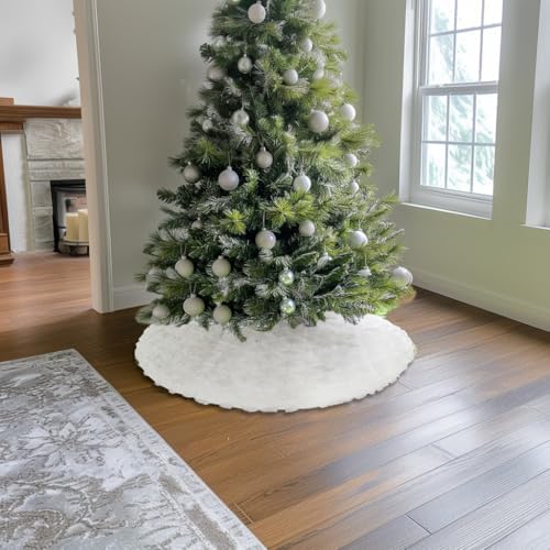 AOGU 48 Inch Christmas Tree Skirt Faux Fur with Cable Knit Knitted Thick Decoration for Merry Christmas Decorations - Image 5