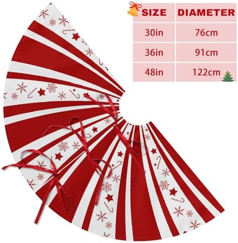 Red Swirl Candy Cane Christmas Tree Skirt 36 Inch Winter Holiday Xmas Tree Mat for New Year Festive Holiday Party Ornament Rustic Farmhouse Decoration - Image 6