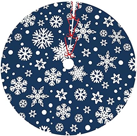 Christmas Tree Skirt 30 Inch Snowflakes White Blue Holiday Decorations for Festive Party Indoor Outdoor Xmas Ornaments by HUAYEWM