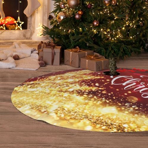 Christmas Tree Skirt Glitter Red Gold Christmas Tree 48 Inch for Xmas New Year Nightmare Before Christmas Decorations Lobby Home - Image 5
