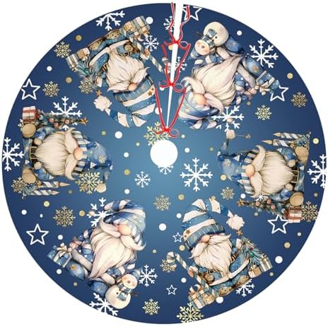 Blue Gnomes Christmas Tree Skirt Gnomes Snowflaks Christmas Decorations House Decor Winter Holiday Party Xmas Tree Skirt 36 inches by WelcometoCEASQVAA