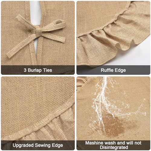 yuboo 24 Inch Burlap Tree Skirt for 2-3 Ft Tabletop Trees - Image 2