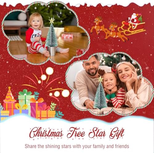 Hanaive 3 Pcs Mini Christmas Tree Topper Small Star Christmas Treetop Ornaments for Mini Tree Holiday Decorative Star for Xmas Home Decor(Gold,1.77 Inch) - Image 5