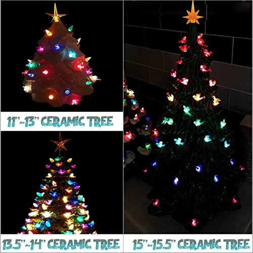 117Pcs Ceramic Christmas Tree AquaBlue Robin Bird Replacement Lights Bulbs and 1 Angel/3Stars Topper Ornament for Ceramic Tree D??cor - Medium Plastic Pegs. - Image 6