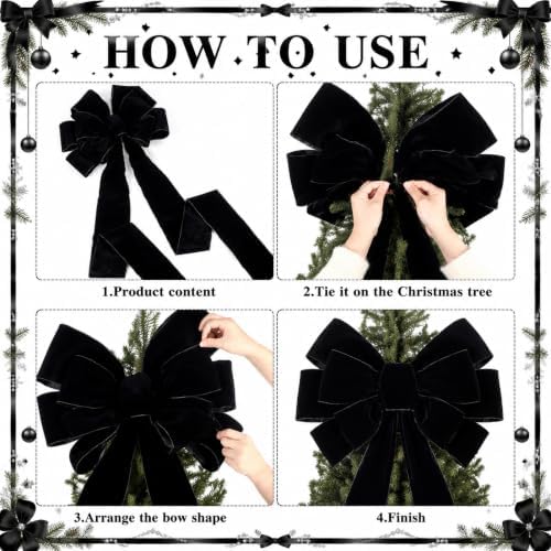 Norme 1 Pcs Black Extra Large Christmas Tree Topper Bow Decor - Image 6
