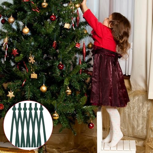 100Pcs Green Decorative Ribbons for Christmas Tree Hanging Ornaments Supplies, Small Adjustable Non Slip Ornament Hooks Decorations Supplies for Xmas Tree - Image 5