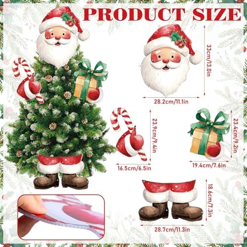 Soulchen 4 Pcs Large Christmas Tree Topper Santa Claus Christmas Tree Decorations Cute Red Santa Hat Candy Gift Box Head Arms and Legs Ornament for Xmas Gift Home Party Decor Supplies - Image 2