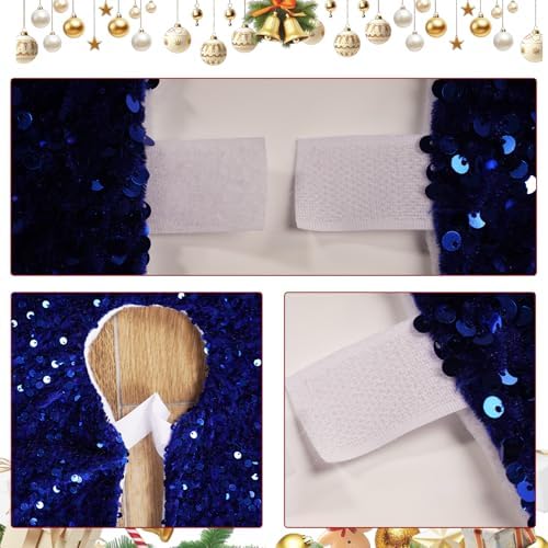 Christmas Tree Skirt 48 Inch, Blue Sequin Christmas Trees Skirt, Large Sparkle Xmas Tree Stand Base Used for Christmas Holiday Indoor Home Decoration - Image 4