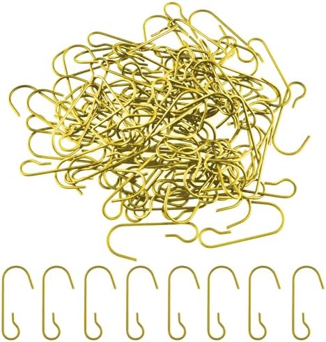 100PCS Metal Christmas Ornament Hooks Bendable Wire Christmas Stocking Tree and Easter Egg Hangers Halloween Party Decoration Hangers Gold by ZZLZX