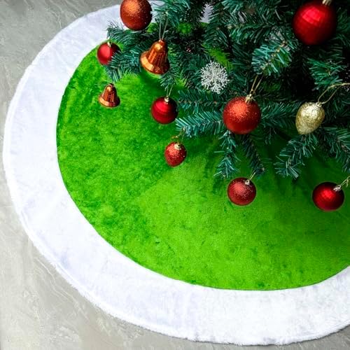 Christmas Tree Skirt Green 48 Inch Faux Fur Trees Skirt Soft Fluffy Plush Xmas Tree Skirts Green Ornaments for Grich Christmas Decorations New Year Holiday Family Indoor Outdoor Decor by Unknown
