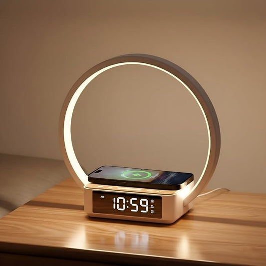 WILIT Bedside Lamp with Alarm Clock, Sunrise Wake-up Light, Wood Grain by WILIT