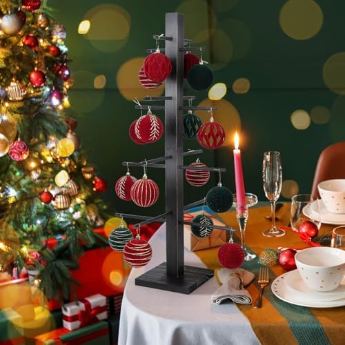 32 Inch Black Halloween Christmas Ornament Display Tree Centerpieces for Tables Ornament Tree Stand Holder Tabletop Artificial Tree for Wedding Anniversary Birthday Farmhouse Party Home Decor - Image 5