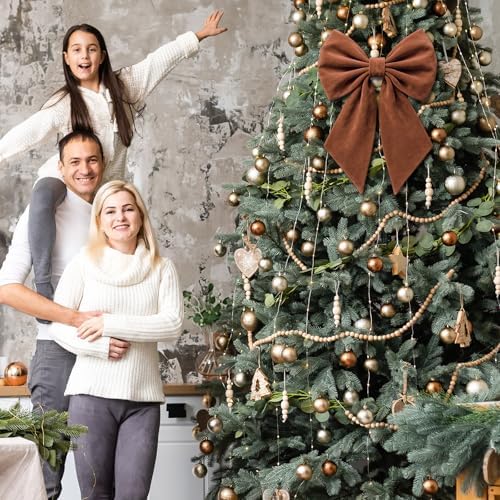 Janinka Brown Christmas Tree Topper Bow 22" Big,Velvet - Image 4