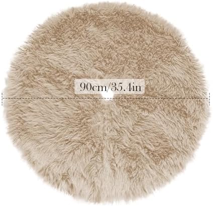 36 Inch Plush Christmas Tree Skirt Brown, Fluffy Faux Fur Tree Skirt for Christmas Holiday Party Decorations - Image 5