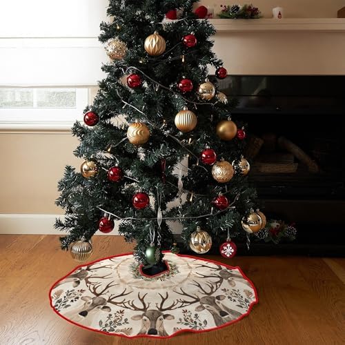 Christmas Reindeer Christmas Tree Skirt 36 Inch by Leo Walker Large Xmas Soft Cover Mat Decor Snowflake Collar Farmhouse Tree Skirt for Holiday Ornaments Party Home Indoor Decorations - Image 6