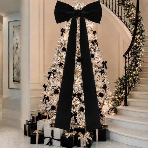 Knitgrip 2 Pack 20x71 in Christmas Large Velvet Bows, Black - Image 5
