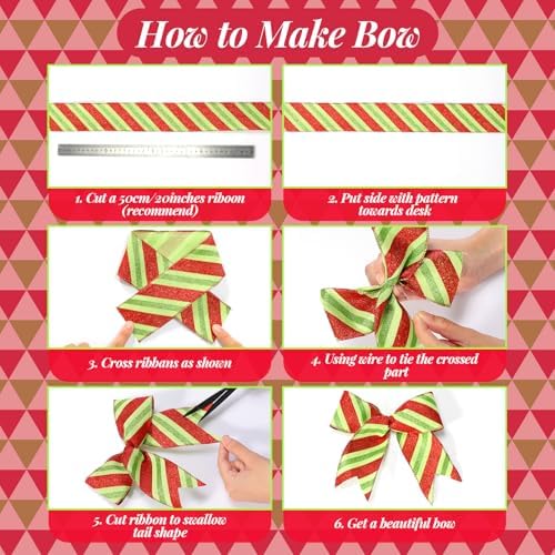 Zomiboo 31.5 Inch Christmas Tree Skirt Topper Bow Ribbon Set, Polka Dots - Image 5