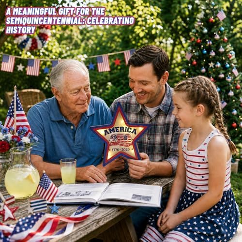Lighted 4th of July Star Tree Topper, LED USA 250th Anniversary Wooden Patriotic Star Treetop Decoration, Battery Operated American Flag Star for Christmas Tree Independence Day Party Decor - Image 4