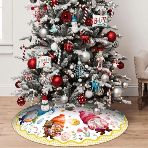 Easter Gnome Tree Skirt 36 Inch Cute Gnome Egg Decor Christmas Tree Skirt Xmas Ornament for Home Holiday Party Decoration Indoor Outdoor - Image 5