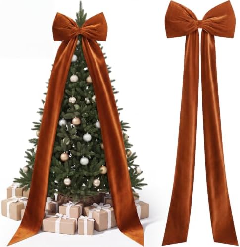 Knitgrip Extra Large Velvet Christmas Tree Topper Bow, Khaki, 118 Inch by Knitgrip