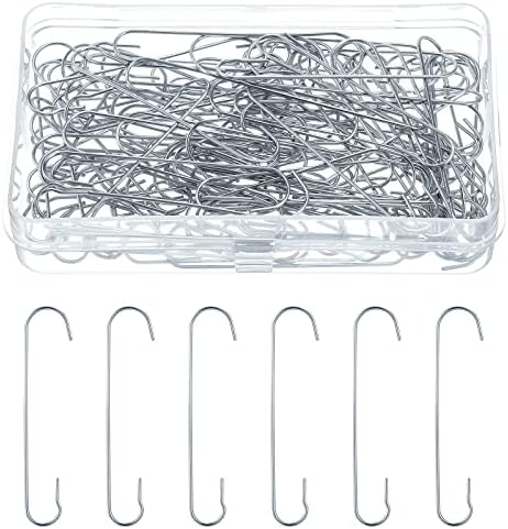 Mixweer 120pcs Christmas Ornament Hooks 0.51 x 2.36'', Silver by Mixweer