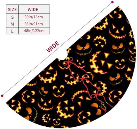 Halloween Tree Skirt 36Inch Pumpkin Smile Face Halloween Christmas Tree Decorations Black Tree Skirt for Fall Holiday Party Home Decor - Image 2