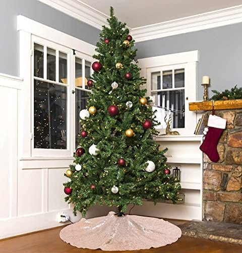 48 Inch Christmas Tree Skirt Rose Gold Sequin Tree Skirts Plus Xmas Tree - Image 3