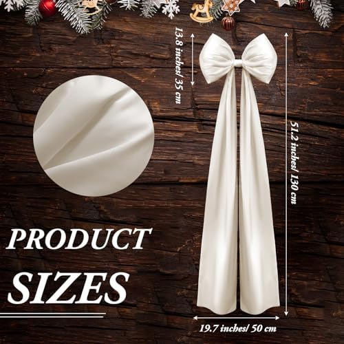 Daifunli 20 x 47 in Giant Satin Bow Christmas Tree Topper,Champagne Gold - Image 2