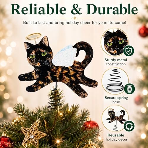 Soulchen Christmas Tree Topper Metal Tortoiseshell Angel Cat - Image 3