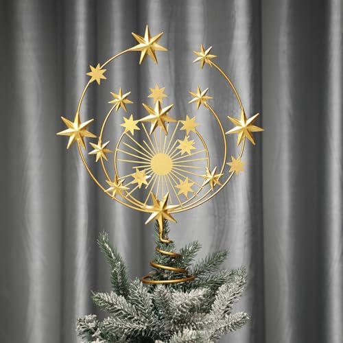 Gejoy Celestial Gold Metal Tree Topper, 10 Inch Christmas Holiday Decor by Unknown