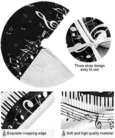 Blueangle 35.4Inch Piano Keys Musical Notes Christmas Tree Skirt Large Round Tree Skirt Polyester Christmas Tree Skirt Christmas Decorations - Image 2