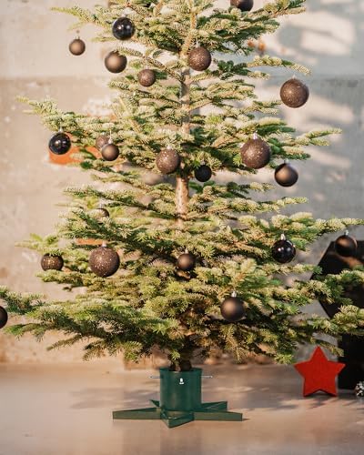 Real Christmas Tree Stand Base - Live Trees Small Christmas Tree Holder up to 6.5ft Trees for Real Xmas Trees 0.53 Gal Star+ Green - Image 2