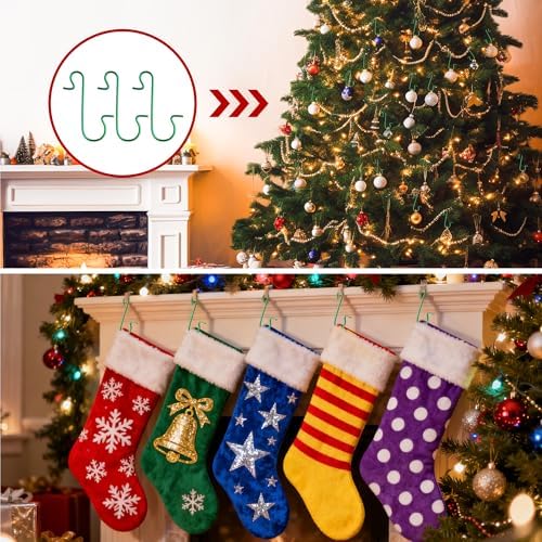 Ornament Hooks, 100 Pcs Christmas Ornament Hooks, Ornament Hangers, Ornament Hook for Christmas Trees, Metal Wire Small Ornaments Hooks Anchors for Xmas Tree Decorations Hanging Party Decor, Green - Image 6