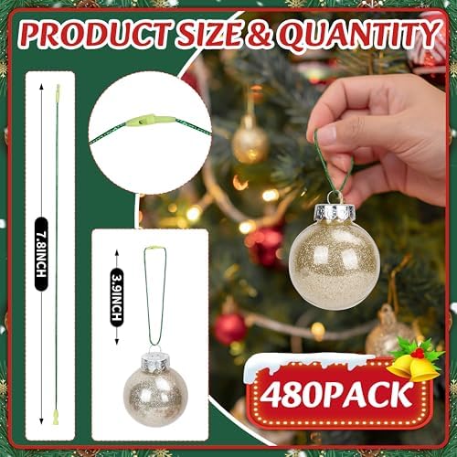 Palonu 480 Pcs Christmas Ornament Hooks, Ornament Hangers with Snap Ornament String for Christmas Tree Holiday Party Hanging Ribbon Decorations Ropes Easy and Fast Locking (Green) - Image 2