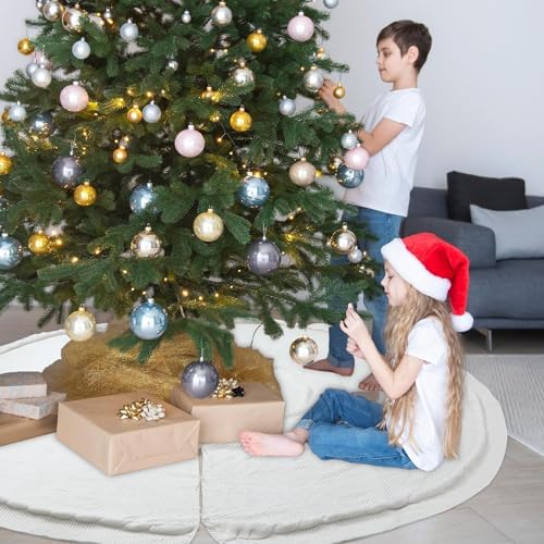 72 Inch Christmas Tree Skirt Extra Large White Chunky Xmas Knitted Tree Skirt Giant Cable Knit Thick Rustic Farmhouse Xmas Ornaments for Home Merry Christmas Holiday Winter Party Decorations - Image 5